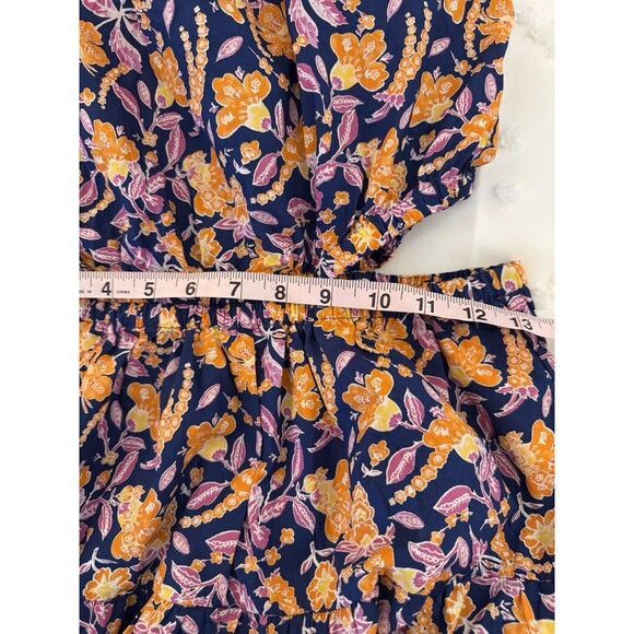NWT J Crew Harbour Side-Cutout Midi Dress Size Small Tall Blue Orange Floral - Picture 10 of 16